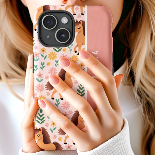 Pony's en bloemen Bloemen op maat gepersonaliseerd Case-Mate iPhone Case