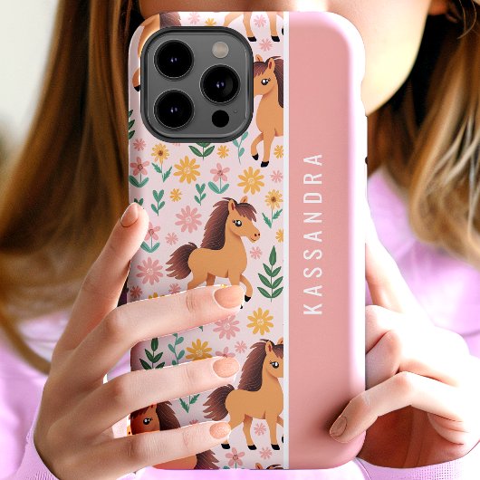 Pony's en bloemen Bloemen op maat gepersonaliseerd Case-Mate iPhone Case