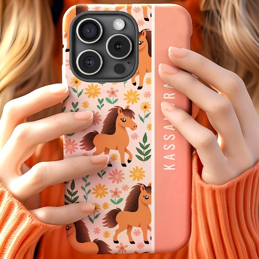 Pony's en bloemen Bloemen op maat gepersonaliseerd Case-Mate iPhone Case