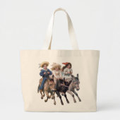  pony's en kinderen met een crème grote tote bag (Voorkant)