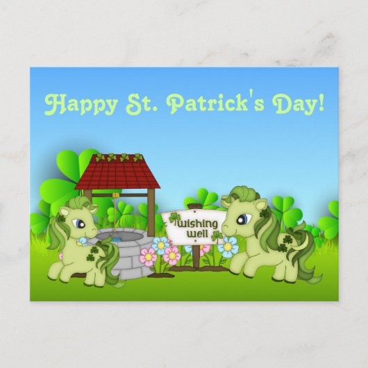 Pony's en klavers Happy St. Patrick's Day Horse Briefkaart (Voorkant)