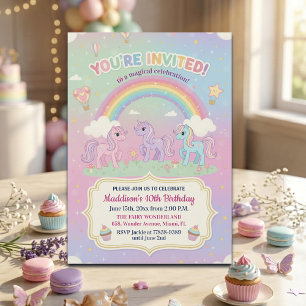 Pony's en Regenboog 10e Verjaardagsfeestje Kaart