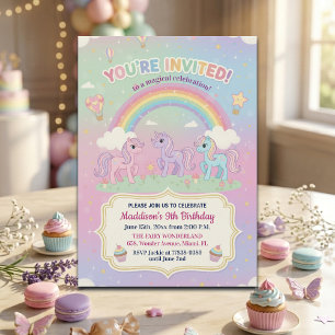 Pony's en Regenboog 9e Verjaardagsfeestje Kaart