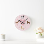  pony's en roze hartkaards ronde klok (Huis)