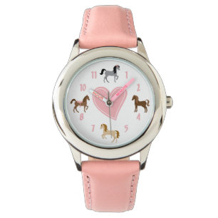 pony's en roze hartritme horloge