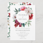  pony's Floral Waterverf Wedding Kaart (Voorkant / Achterkant)