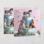 PONY'S & KASTELEN CAKE KINDEREN VERJAARDAG KAART (Voorkant / Achterkant)