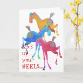  pony's rode verjaardagskaart kaart (Gele Bloem)
