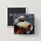 pony's vierkante button 5,1 cm (Voorkant /achterkant)