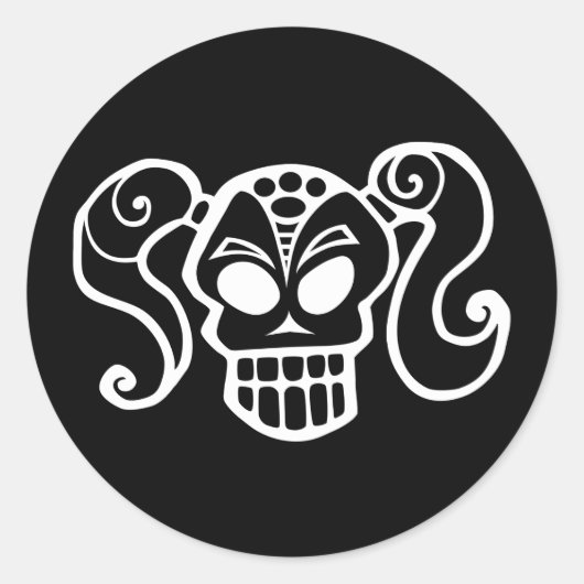 Ponytail schedel gothic meisje stickers (Voorkant)