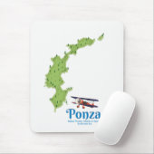 Ponza Italiaans eiland kaart. Muismat (Met muis)