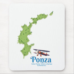 Ponza Italiaans eiland kaart. Muismat
