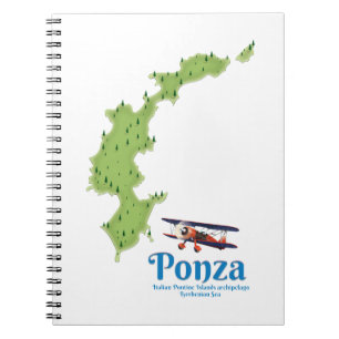 Ponza Italiaans eiland kaart. Notitieboek