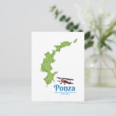 Ponza Italiaanse eilandkaart. Briefkaart (Staand voorkant)