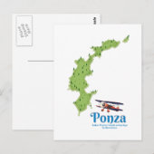 Ponza Italiaanse eilandkaart. Briefkaart (Voorkant / Achterkant)