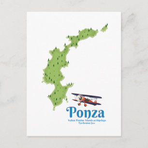 Ponza Italiaanse eilandkaart. Briefkaart