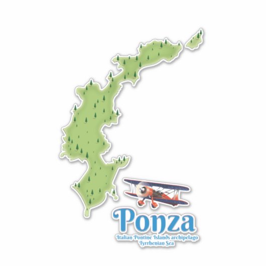Ponza Italiaanse eilandkaart. Sticker (Voorkant)