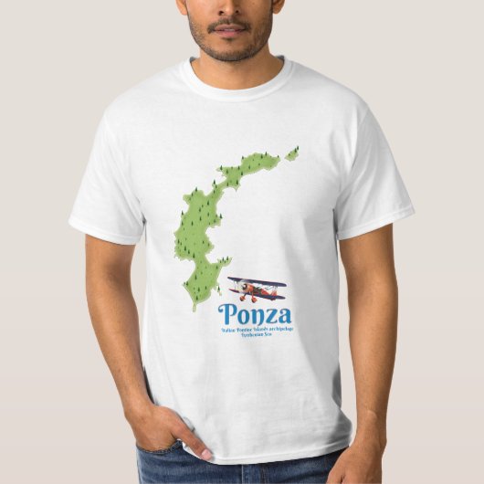 Ponza Italiaanse eilandkaart. T-shirt (Voorkant)