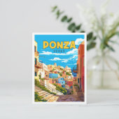 Ponza Italië vintage reisillustratie Briefkaart (Staand voorkant)