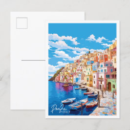 Ponza Italië vintage reisillustratie Briefkaart