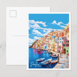 Ponza Italië vintage reisillustratie Briefkaart