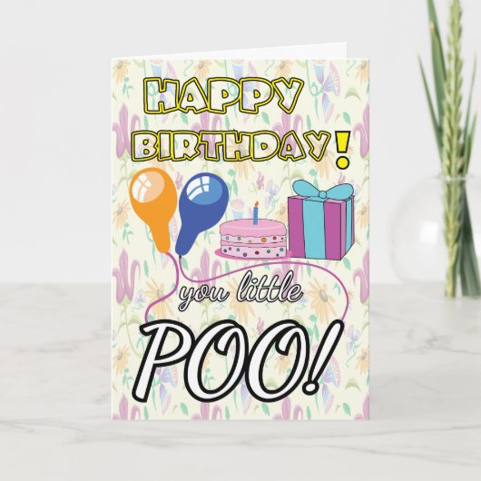 POO Balloons Cake grappig kinder schattige verjaar Kaart (Voorkant)