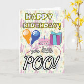 POO Balloons Cake grappig kinder schattige verjaar Kaart (Gele Bloem)
