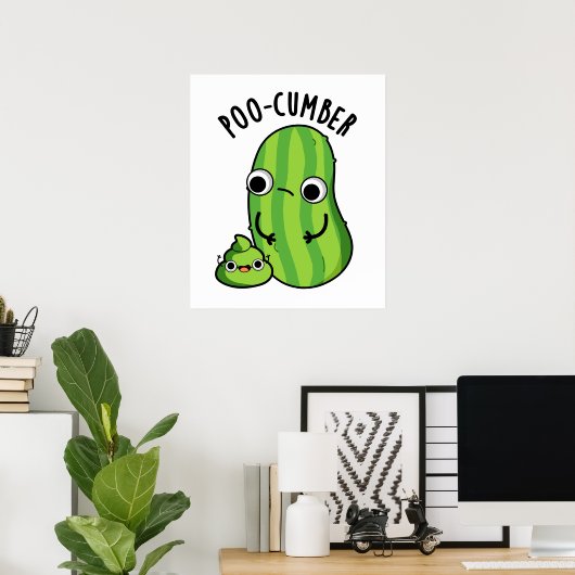 Poo-cumber Funny Cucumber Pun Poster (Thuiskantoor)