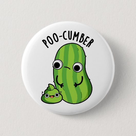 Poo-cumber Funny Cucumber Pun Ronde Button 5,7 Cm (Voorkant)