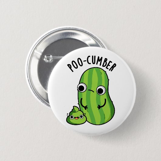 Poo-cumber Funny Cucumber Pun Ronde Button 5,7 Cm (Voorkant /achterkant)