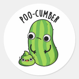Poo-cumber Funny Cucumber Pun Ronde Sticker