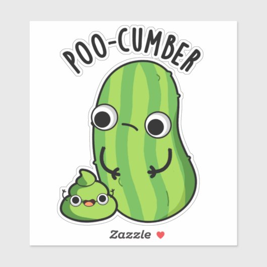 Poo-cumber Funny Cucumber Pun Sticker (Vel)