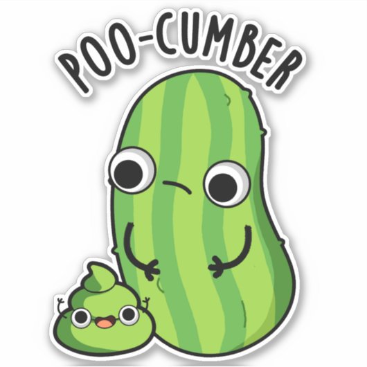 Poo-cumber Funny Cucumber Pun Sticker (Voorkant)