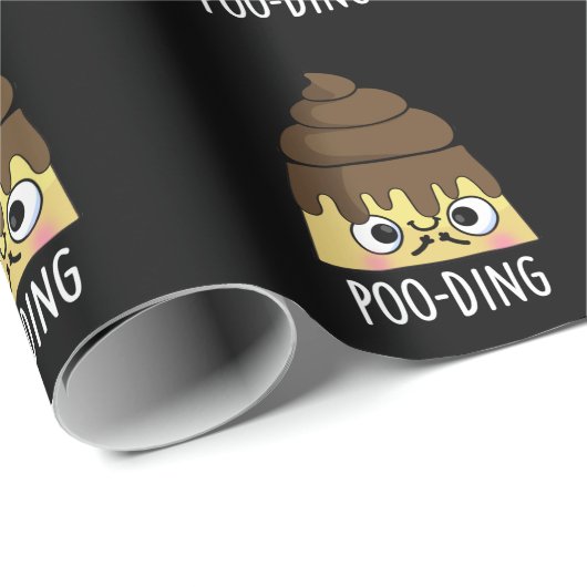 Poo-ding Funny Poop Pudding Pun Dark BG Cadeaupapier (Rol Hoek)