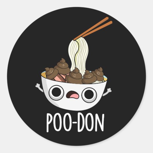 Poo-don Grappige Udon-grap Dark BG Ronde Sticker (Voorkant)