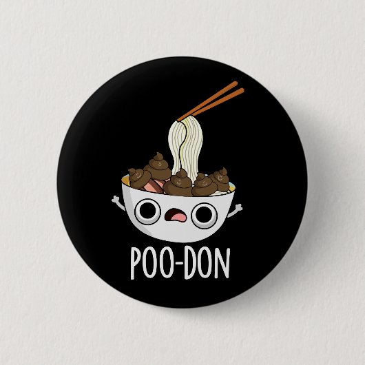 Poo-don Grappige Udon Grappen Donkere BG Ronde Button 5,7 Cm (Voorkant)