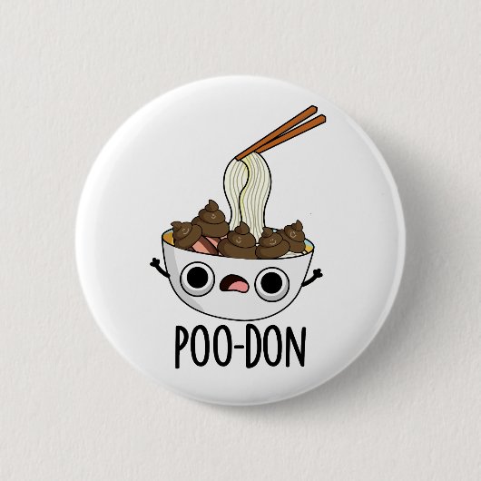Poo-don Grappige Udon Grappen Ronde Button 5,7 Cm (Voorkant)