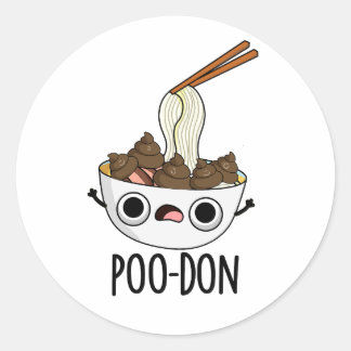 Poo-don Grappige Udon Grappen Ronde Sticker