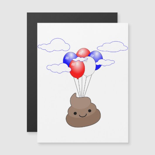 Poo Emoji die vliegt met het Briefkaart van de luc (Voorkant / Achterkant)