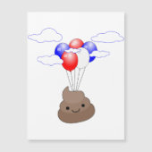 Poo Emoji die vliegt met het Briefkaart van de luc (Voorkant)