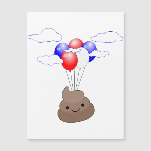 Poo Emoji die vliegt met het Briefkaart van de luc (Voorkant)