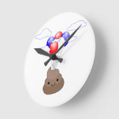 Poo Emoji met ballonnen Ronde Klok (Hoek)