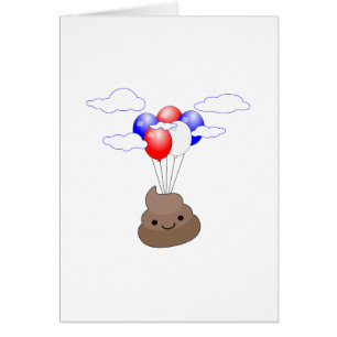 Poo Emoji vliegt met ballonnen