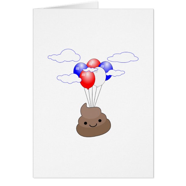 Poo Emoji vliegt met ballonnen (Voorkant)