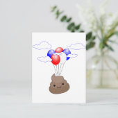 Poo Emoji vliegt met ballonnen Briefkaart (Staand voorkant)