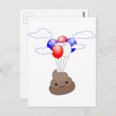 Poo Emoji vliegt met ballonnen Briefkaart (Voorkant / Achterkant)