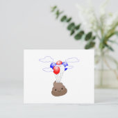 Poo Emoji vliegt met ballonnen Briefkaart (Staand voorkant)