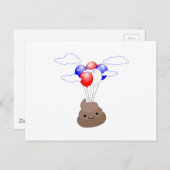 Poo Emoji vliegt met ballonnen Briefkaart (Voorkant / Achterkant)
