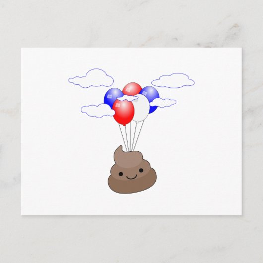 Poo Emoji vliegt met ballonnen Briefkaart (Voorkant)
