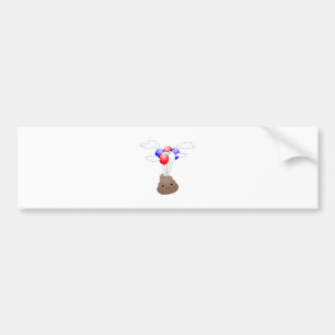Poo Emoji vliegt met ballonnen Bumpersticker